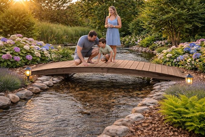 12 FT WALNUT Amish Made Pinewood Heavy Duty Garden Bridge - Image 4