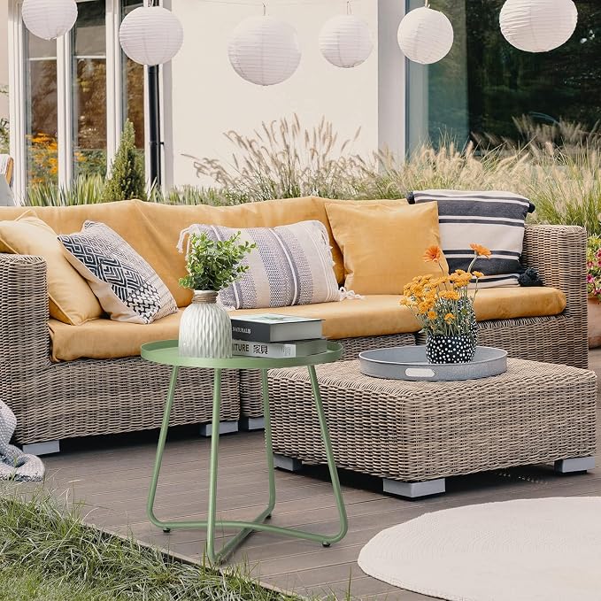 danpinera Outdoor Side Tables, Weather Resistant Steel Patio Side Table - Image 9