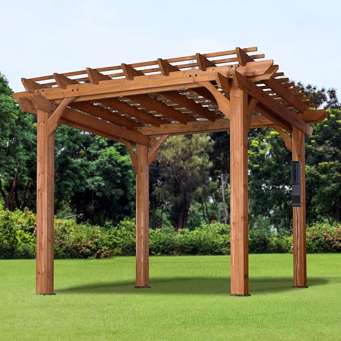 Backyard Discovery Beaumont 10' x 10' Traditional Cedar Wood Pergola Kit - Image 6