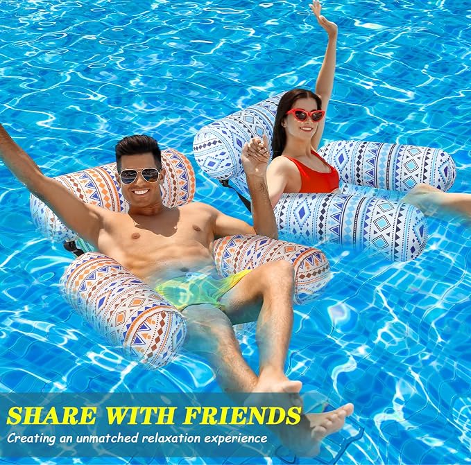 2 Pack Inflatable Pool Float for Adult Adjustable Hammock Float Chair Fabric - Image 6