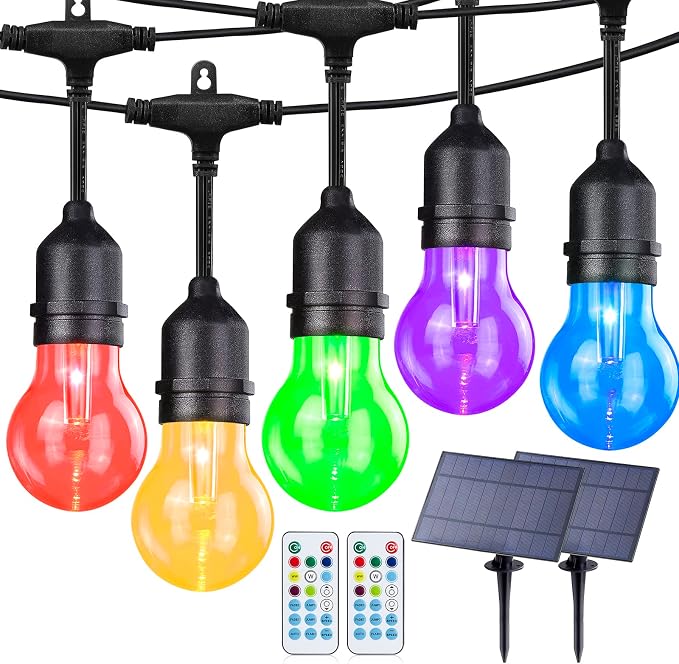 Auroraworld 96FT Commercial RGB Outdoor String Lights, Dimmable Waterproof LED by Auroraworld