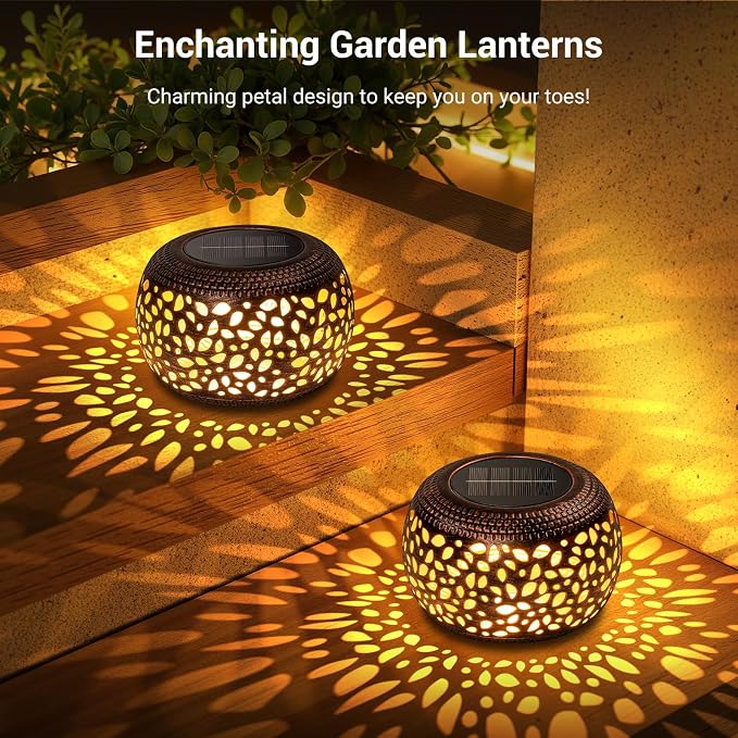 Solar Lanterns Outdoor Waterproof, 4 Pack Flower Petal Solar Garden Lights - Image 6