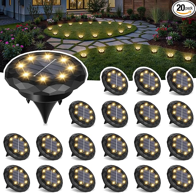 SOLPEX Mini Solar Ground Lights, 20 Pack Solar Lights Outdoor Waterproof by Solpex