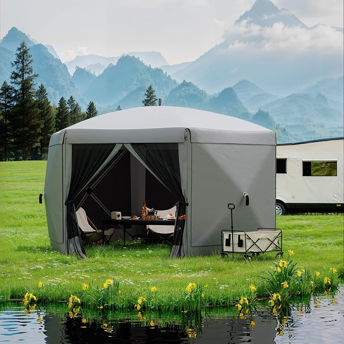 13x13FT 6-Sided Pop Up Gazebo Tent，One-Push Setup Canopy Tent - Image 8