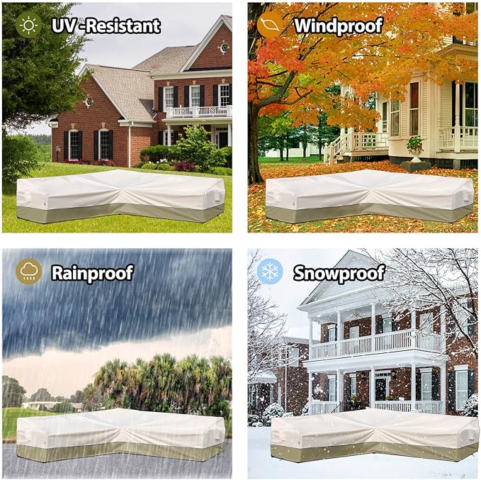 Outdoor Sectional Cover-L-Shaped Sofa Patio Furniture Covers Waterproof - Image 2