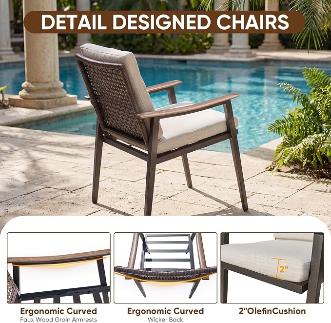 Natural Expressions Outdoor Dining Set, Patio Table and Chairs Set - Image 6