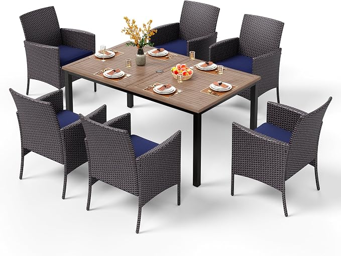 PHI VILLA 7 Pieces Outdoor Dining Set by PHIVILLAThepioneerofcomfortablehouseholdsupplies