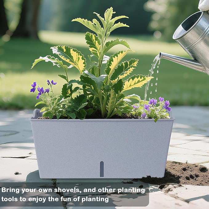 Window Box Planter 6 Pcs, 16.5 Inches Self Watering Rectangle Flower Plant Pots - Image 6