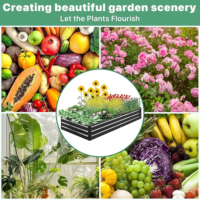 2 Pack 6×3×1ft Galvanized Metal Raised Garden Bed, Metal Planter Kit Box Outdoor - Image 5
