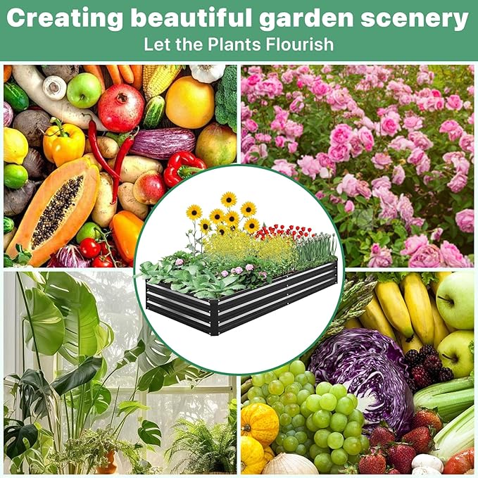 2 Pack 8×4×1ft Galvanized Metal Raised Garden Bed, Metal Planter Kit Box Outdoor - Image 5