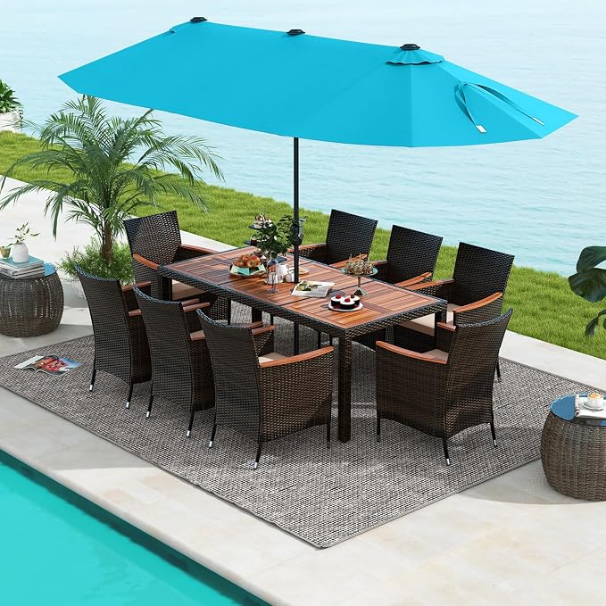 Tangkula 11 Pieces Rattan Outdoor Dining Set - Image 2