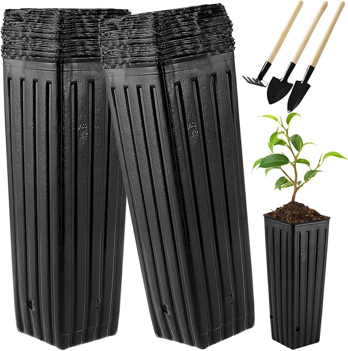 50 Pcs Plastic Deep Nursery Treepots, 9.8" Tall Nursery Tree Pots, Flower Plant by Hzloyat