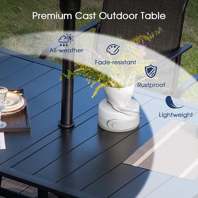 VICLLAX Metal Patio Table for 6, Outdoor Dining Table - Image 5