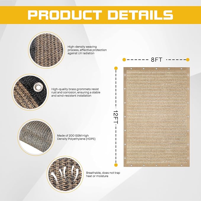 8'x 12' Pergola Shade Cover - Image 3