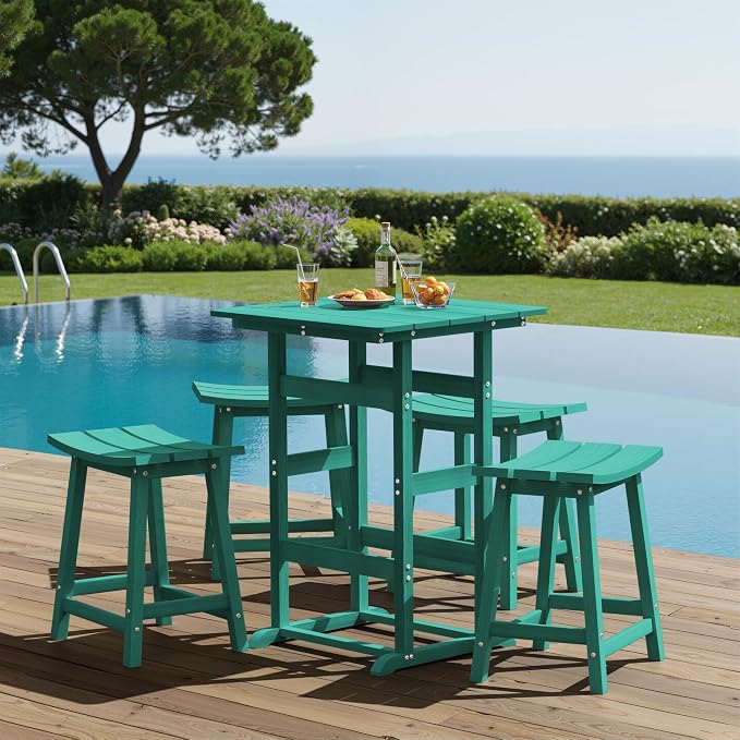 Ciokea 2 Set 24" Outdoor Bar Stools Heavy Duty HDPE Counter Height Bar Stools - Image 7