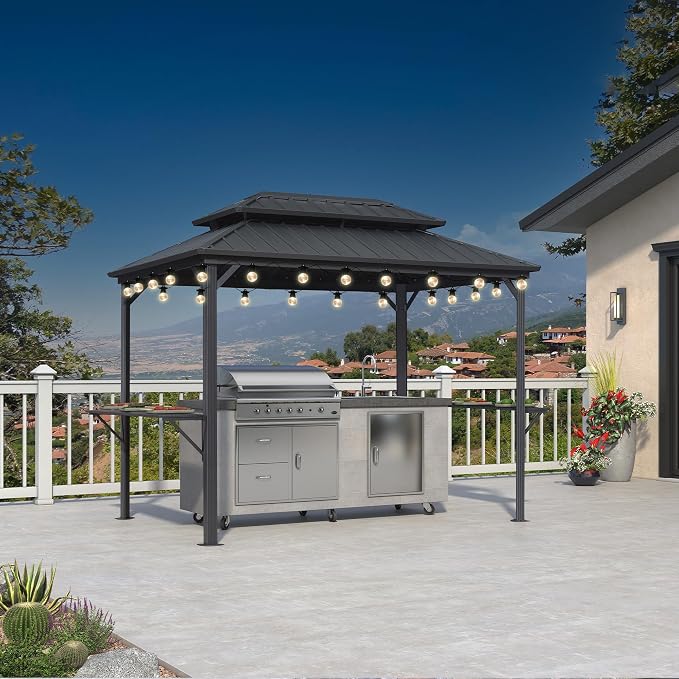 PURPLE LEAF 6.5' X 10' Hardtop Grill Gazebo by PURPLELEAF