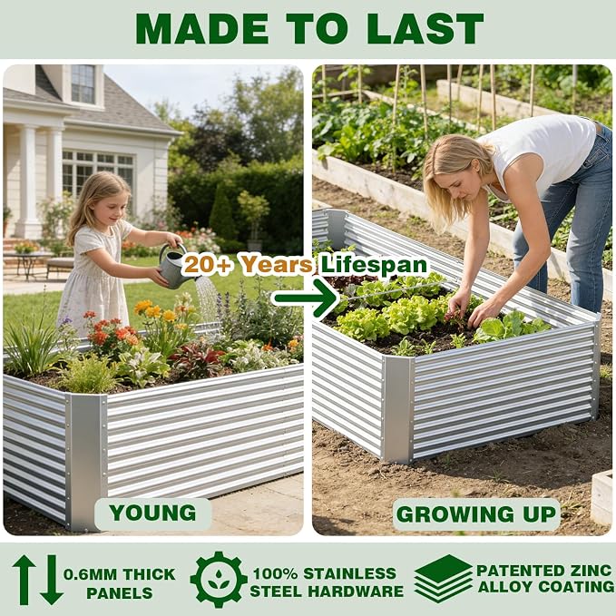 2 Pack 4x2x1.4 ft, Galvanized Steel Raised Garden Bed, Large Metal Planter - Image 5