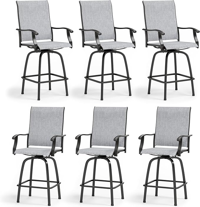 Sophia & William Swivel Bar Stools Set of 6, Outdoor Bar Height Chairs by SophiaWilliam