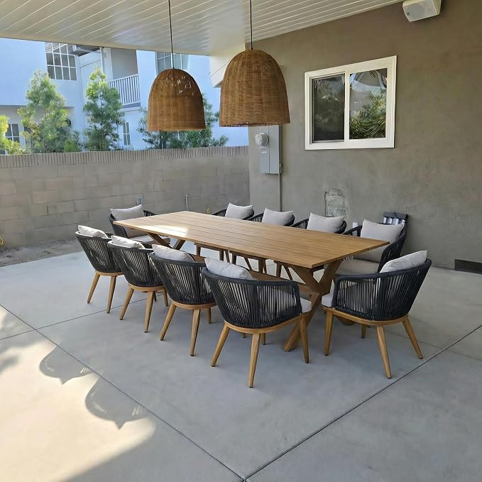 PURPLE LEAF 11 Pieces Patio Dining Set Wicker Outdoor Furniture Rectangular - Image 2