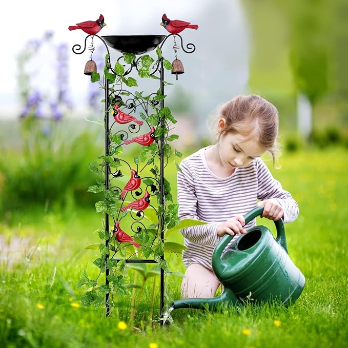 Cardinal Bird Bath Garden Trellis - Image 5