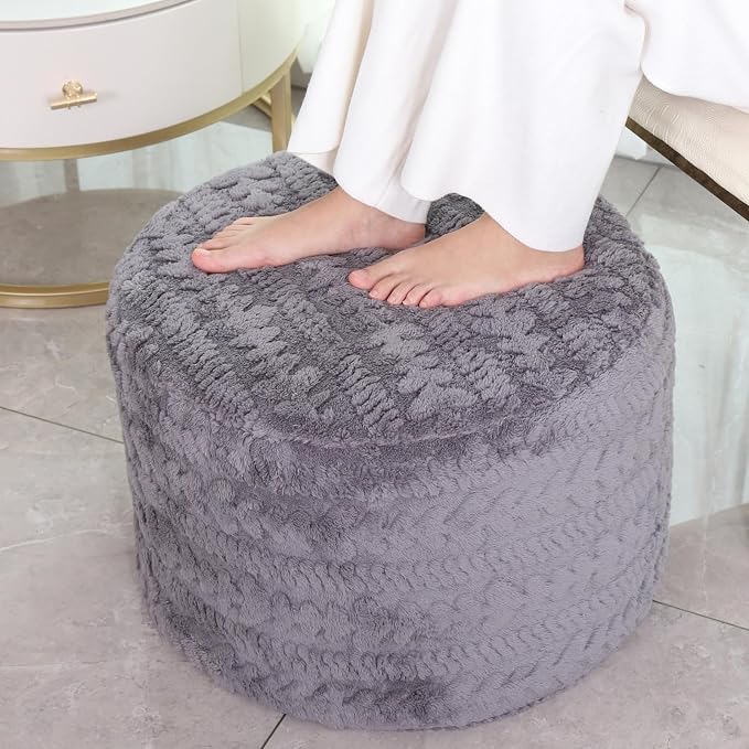 Asuprui Round Footstool Ottoman, 20x14 Inches Multi-Functional Modern Foot Stool - Image 2