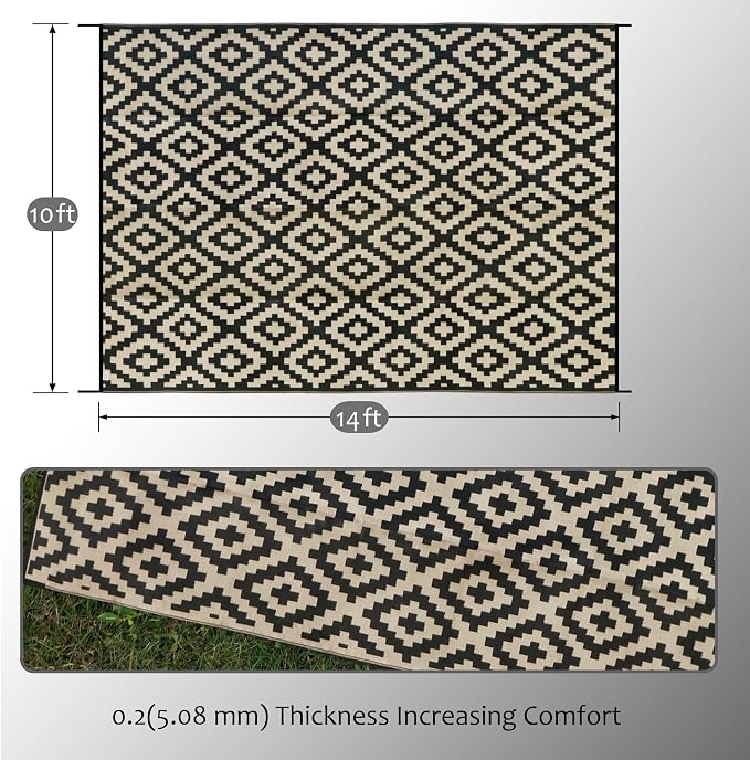 SAND MINE Reversible Mats, Plastic Straw Rug, Modern Area Rug, Large Floor Mat - Image 2