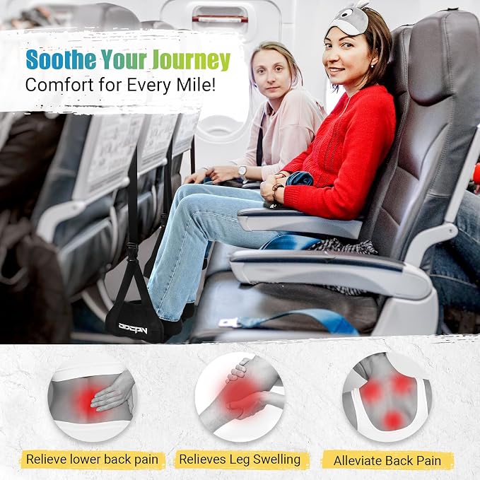 2-Pack Foot Hammock for Plane Travel, No Collapse Thickened Bamboo Airplane - Image 4