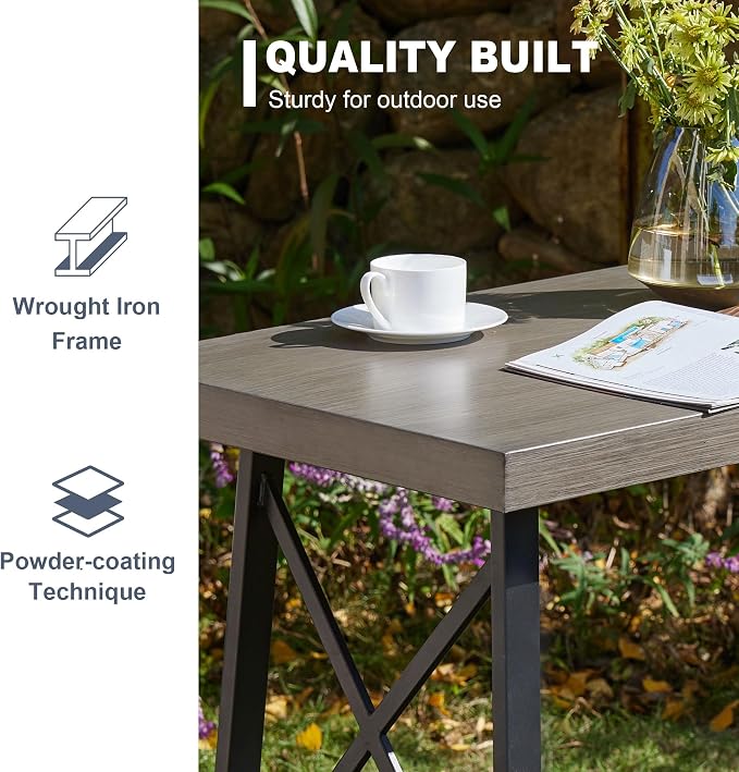 VICLLAX Patio Bar Table Rectangle Outdoor Counter Height Dining Table - Image 4