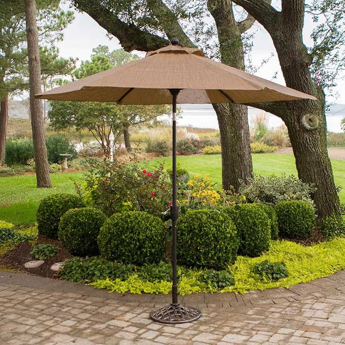 Hanover Montclair 9' Market Outdoor Umbrella, All-Weather, Crank Lever - Image 2