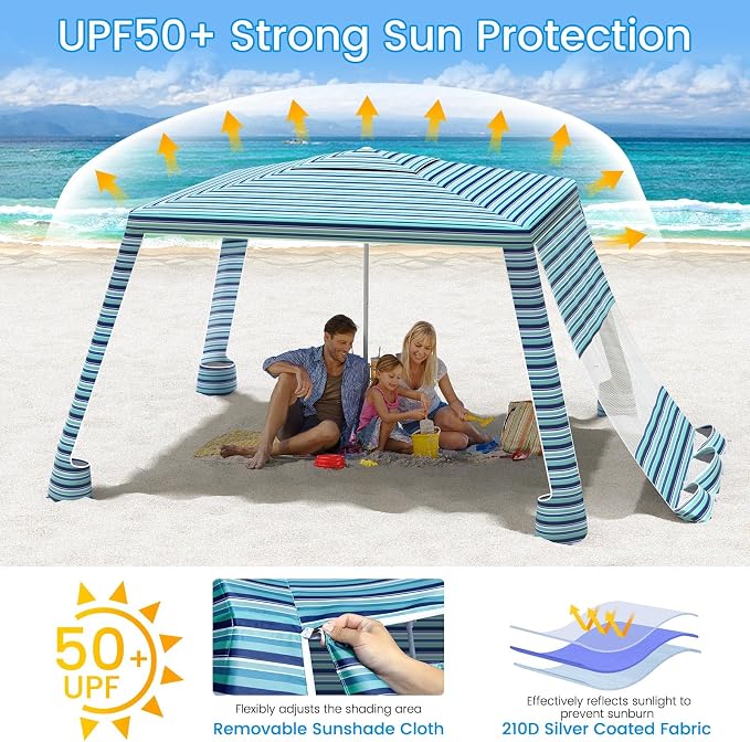 MoKo Beach Cabana, UPF 50+ Protection Easy Setup Beach Tent Sun Shelter - Image 5