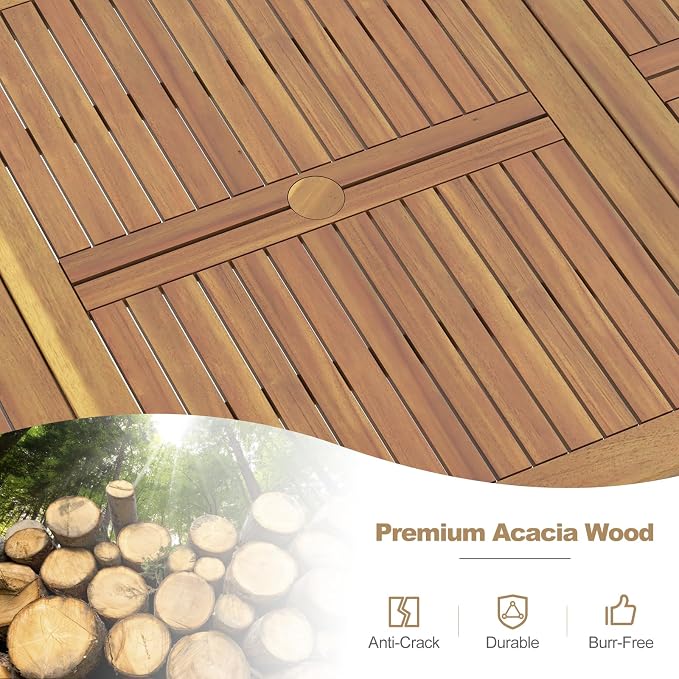Tangkula 79" Acacia Wood Outdoor Dining Table - Image 6