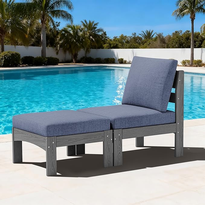 SERWALL 2 Pieces Patio Sofas, HDPE Outdoor Conversation Set by SERWALL