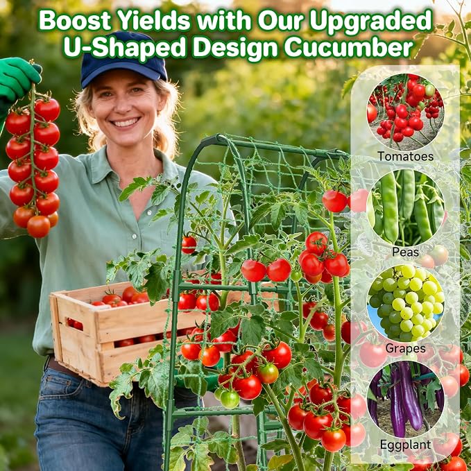 Cucumber Trellis for Raised Bed, U-Shape Garden Trellis for Climbing Plants - Image 8