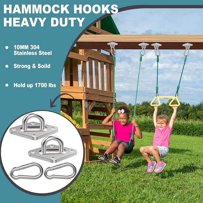 Hammock Hooks 4 Pack, Heavy Duty Hammock Hanging Kit, M10 304 Stainless Steel - Image 4