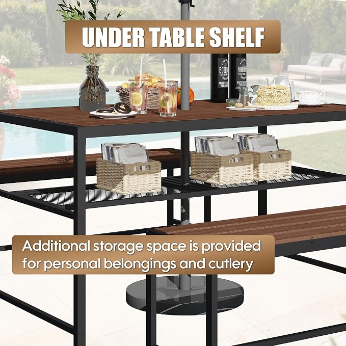 55'' Outdoor Picnic Table and Bench Set - Image 6
