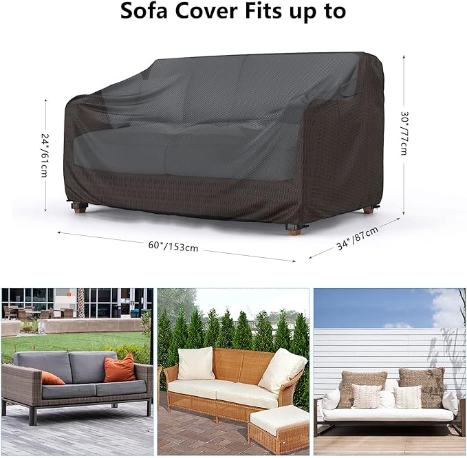 Heavy Duty Patio Sofa Cover Waterproof, Mrrihand 2-Seater Outdoor Sofa Loveseat - Image 2