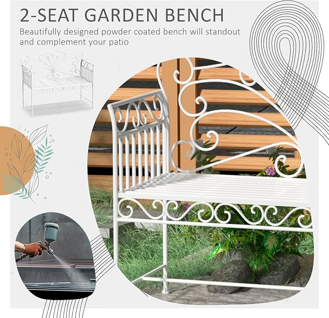 Outsunny 43" Garden Bench, Outdoor Patio Bench - Image 4