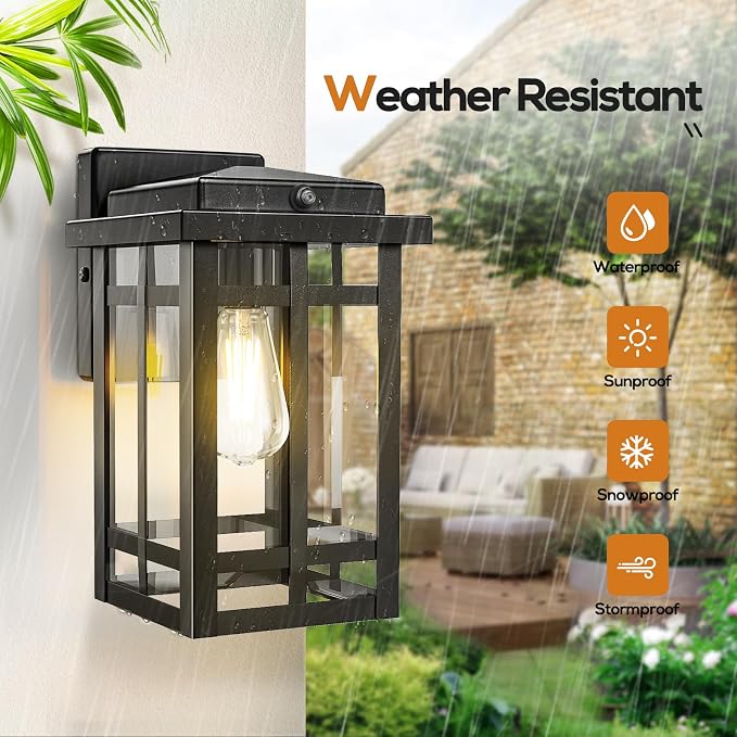 2 Packs Dusk to Dawn Outdoor Wall Lighting 9.76'', Exterior Light Fixture Wall - Image 3