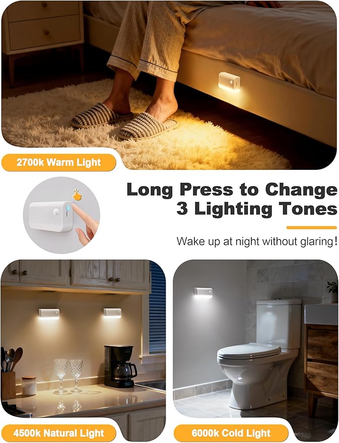 VOLISUN Motion Sensor Stair Light Indoor Rechargeable 3 Pack, Night Lights - Image 5