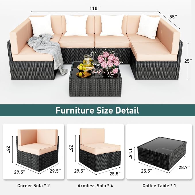 Pamapic 7 Pieces Outdoor Sectional Furniture，Wicker Patio sectional Furniture - Image 3