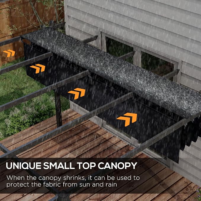 Outsunny 10' x 13' Retractable Pergola Canopy, Wood Grain Aluminum Pergola - Image 4
