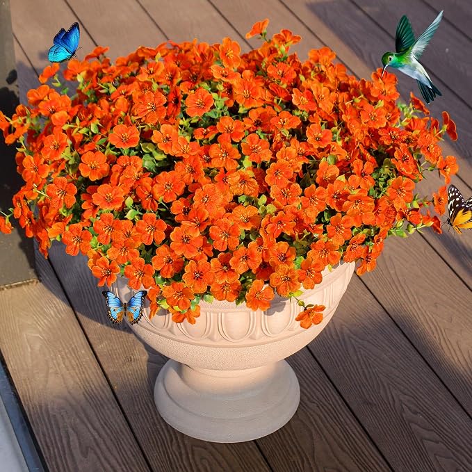 Fake Mums Faux Flowers for Outdoor Planters 16 Bundles UV Resistant Artificial by JAKY-Global