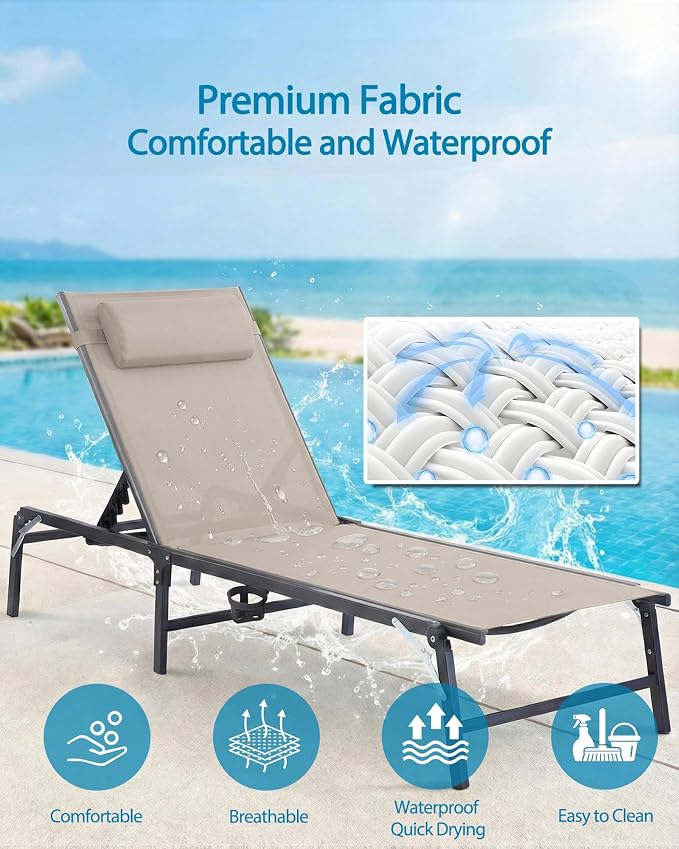 Foldable Chaise Lounge Chair - Image 5