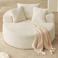 Oversized Round Chair Lounge Chaise Indoor, Upholstered Corduroy Deep Seat by Lakifun