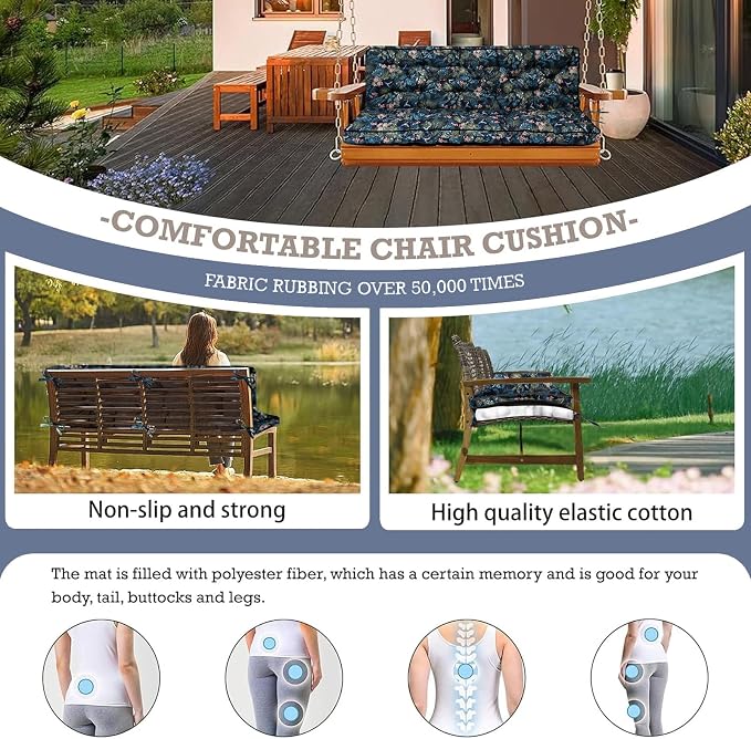 Outside Benches Cushion with Backrest, Thicken Waterproof Swing Cushions 2/3 - Image 4