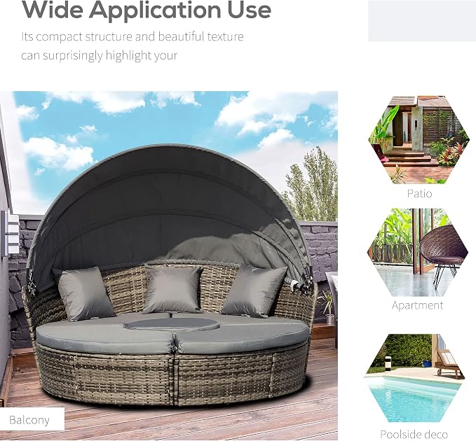 Outsunny 4-Piece Round Convertible Daybed - Image 6