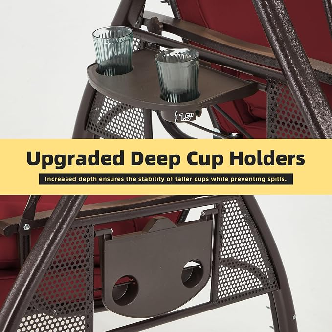 HOMREST 3 Person Outdoor Porch Swing - Image 4