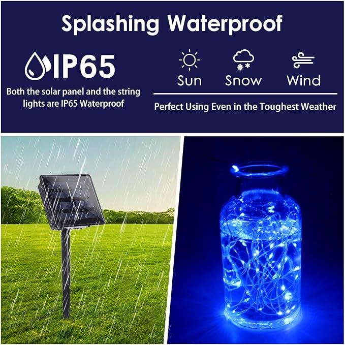 Solar String Lights Outdoor, Copper Wire 8 Lighting Modes Fairy Light - Image 2