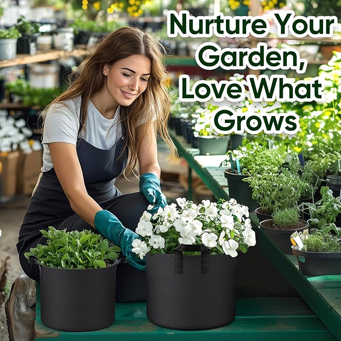 15 Gallon 10-Pack Plant Grow Bags: 350G Thickened Nonwoven Potato Grow Bags - Image 6