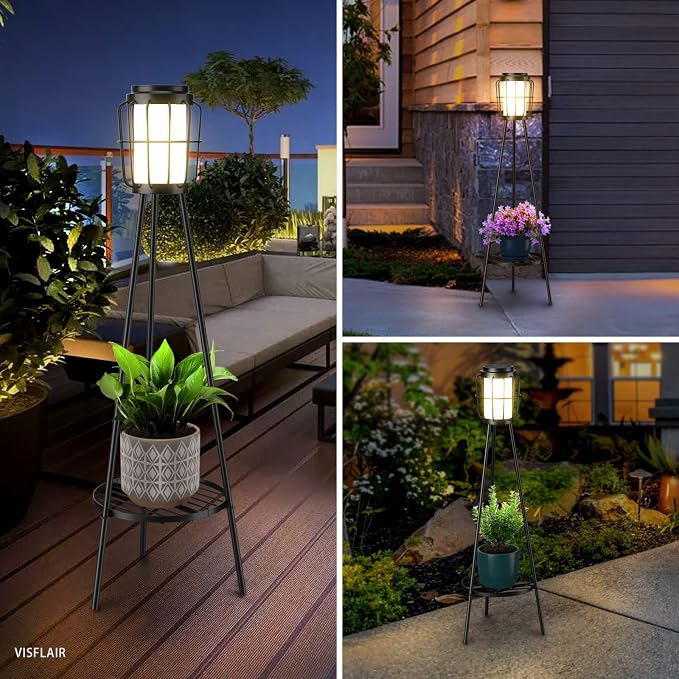 2 Pack Solar Lights with Plant Stand, Outdoor Floor Lamps, Waterproof Solar - Image 6